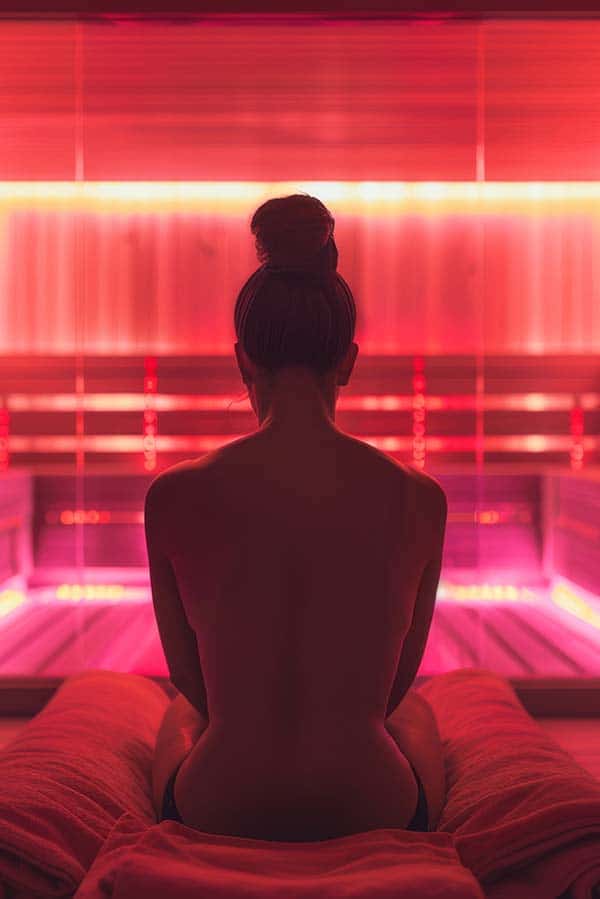 Woman experiencing infrared detox therapy benefits